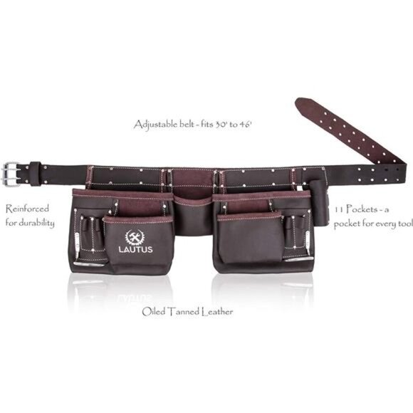 Oil Tanned Leather Tool Belt/Pouch/Bag, Carpenter, Construction, Framers - Picture 2 of 7